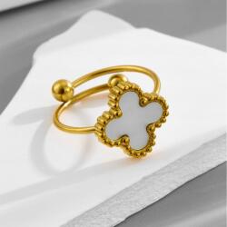  Arany állítható gyűrű fehér lóhere motívummal