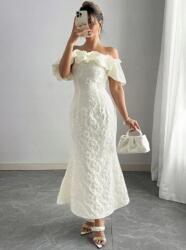 Shein Ekrü Jacquard Off Shoulder Ruha (1XL)