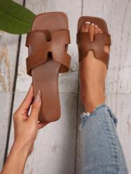 Shein Barna Bőrutánzat Flip-flop Papucs (38) (601689)