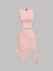 Shein Rózsaszín Szoknya Felső Mintás Szett (M) - allegro - 4 415 Ft