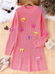 Shein Kötött Rózsaszín Masnis Ruha (14L)