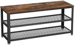 VASAGLE Cipőpad, cipőtartó 2 polccal, rusztikus barna és fekete (LBS078B01)