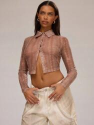 Shein Bézs Rövid Ujjú Ing Mintás (L)