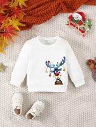 Shein Fehér Nyomott Mintás Pulóver (9-12M)