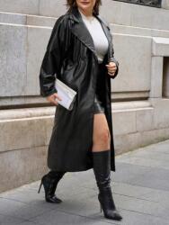 Shein Fekete Bőrutánzat Kabát (s)