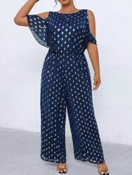 Shein Sötétkék Csíkos Mintás Overál (1XL)