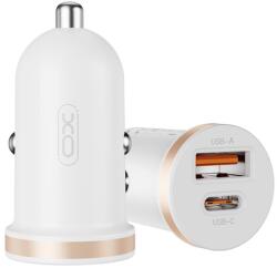 XO CC56 autós töltő 35W USB és USB-C smart autós gyorstöltő car charger autóstöltő fehér