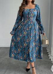 Shein Virágos Hosszú Ujjú MIDI Ruha (2XL)