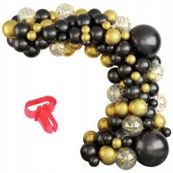  Lufi Szett Metál Arany Fekete Rendezvény Születésnap Bankett Dekoráció 18 (ZESTAW BALONÓW METALICZNE ZŁOTO CZARNY EVENT)