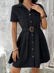 Dazy Fekete Ingszabású Ruha Övvel (XL)