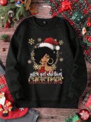 Shein Fekete Nyomott Mintás Pulóver (4XL)