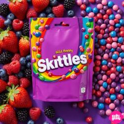 Skittles Wild Berry - Erdei gyümölcs ízű cukorkák roppanós cukorbevonattal 136 g