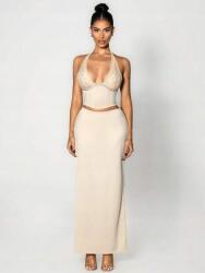 Shein Bézs Magas Derekú Maxi Szoknya (XL)