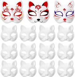  Macska maszk festéshez Party arcmaszk szett 15db-os fehér (X0020PGGWR)