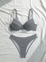 Shein Fekete-fehér Mintás Fürdőruha (XL)