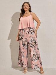 Shein Rózsaszín Overál Vállpánt Mintával (0XL)