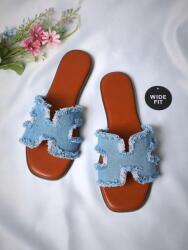 Shein Kék Farmer Flip-flop Papucs (42, 5) (600146)