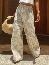 Dazy Bézs Széles Szárú Mintás Nadrág (L)