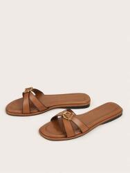 Shein Barna Flip-flop Papucs Dekoratív Csattal (36, 5) (603330)