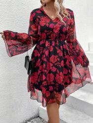 Shein Fekete Ruha Mintás Széles Ujjú (1XL)