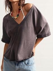 Shein Grafit Laza Póló V Neck (M)