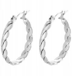  Fonott karika fülbevaló - 2, 5 cm, rozsdamentes acél (ezüst)