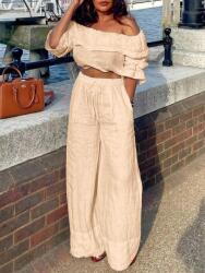 Shein Bézs Nadrág Felső Szett (2XL)