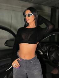 Shein Fekete Áttetsző Top (xs)