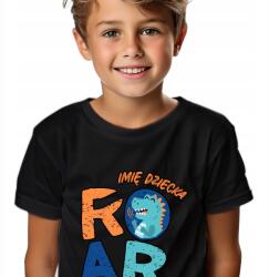 MALFINI Gyerek Póló Dinoszaurusz Roar Saját Név Ajándék Minták Fekete 164cm (Koszulka DZIECI Dinozaury)