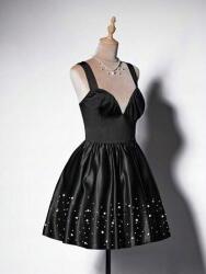 Shein Fekete Fodros Mini Ruha (0XL)