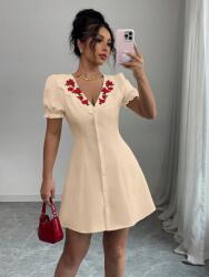 Shein Bézs Mini Ruha Hímzéssel (L)