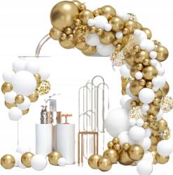  Lufi Girland Arany Fehér Születésnap Keresztelő Áldozás Esküvő Konfetti (GIRLANDA BALONOWA ZŁOTO BIAŁA URODZINY CHRZES)