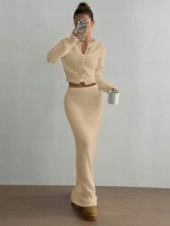 Shein Bézs Kardigán Szoknya Szett (L)