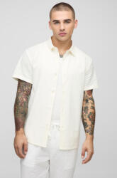 Boohooman Klasszikus Ekrü Kartonozott Rövid Ujjú Laza Ing Boohooman L