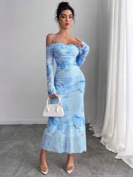 Shein Kék Ruha Off Shoulder Mintával (2XL)