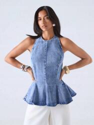 Shein Kék Nyitott Hátú Farmer Felső (xs)