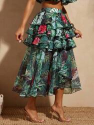 Shein Chiffon Szoknya Növényi Mintával (XL)