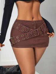 Shein Barna Farmer Mini Szoknya (M)