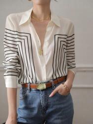 Shein Krémszínű Csíkos Ingt (M)