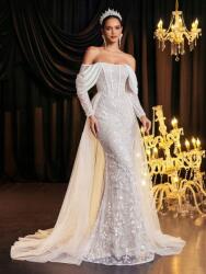 Shein Krémszínű Edző Esküvői Ruha (s) (600483)