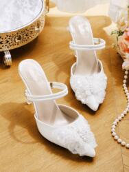 Shein Fehér Díszített Flip-flop Papucs (38) (599589)