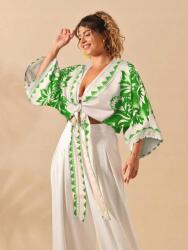 Shein Ecru Felső 3/4-ES Ujjú Minta (0XL)