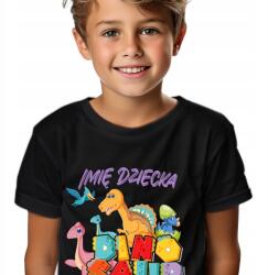 MALFINI Gyerek Póló Dino Saur Saját Név Ajándék Minták Fekete 164cm (Koszulka DZIECI Dinozaury)