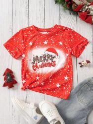 Shein Piros Nyomott Mintás Póló (7L)