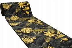 AB logic Futószőnyeg Az Előszobába 100 cm széles, Monstery Pálmafák Levelekkel, Arany Méretre (monstera gold)