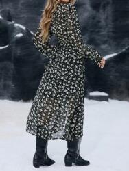 Shein Fekete Mintás Ruha Oldalrész Kivágással (s)