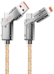 XO NB275 töltőkábel 4in1 (Type-C/USB - Type-C/lightning, 60W, PD gyorstöltő, 100cm) EZÜST (XO-NB276)