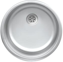 Evido RONDO rozsdamentes mosogató, kerek, egymedence, natúr, 44, 6 cm átmérő, 1, 5" lefolyógarnitúra (442002) - novatop