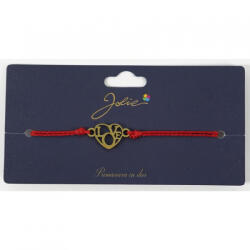 Flippy Martisor Bratara Primavara, Textil si Inox, Jolie, Snur Rosu, Model Inima Love, Auriu (teo-135168)