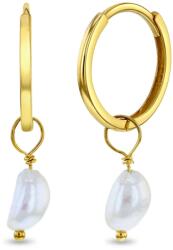 Bebe Gold Cercei din Aur 14K pentru Adolescenti / Adulti, tip Creola cu Perla de Cultura de 7mm, inchidere Tortita